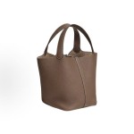 HERMES爱马仕 Picotin Lock 22 银扣 菜篮子水桶包手提包 22 女款 18 Etoupe 大象灰